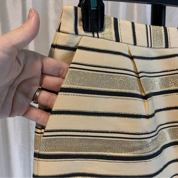 J. Crew size 0, black, gold and beige striped, mini skirt with pockets - Picture 4 of 10